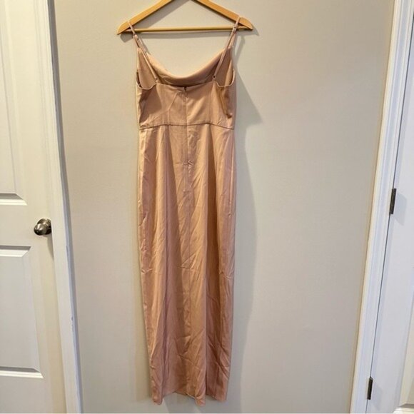NBD Revolve Lila Champagne Satin Gown Side Slit Maxi Dress Womens Size Small NWT - Picture 8 of 16